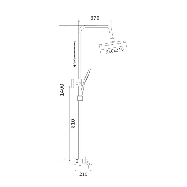 Душевая система Shevanik S4036H, черный. Фото 2