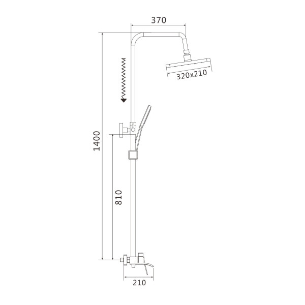 Душевая система Shevanik S4136G, золотой сатин. Фото 2