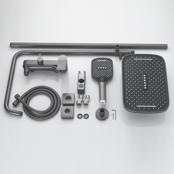 Душевая система Shevanik S4136T, оружейная сталь. Фото 3