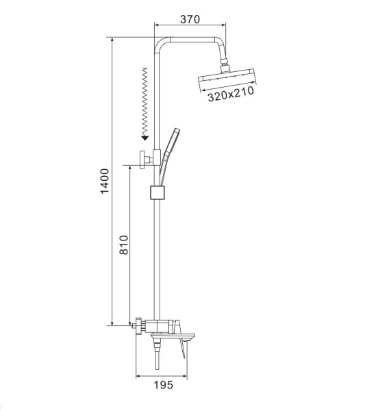 Душевая система Shevanik S4226G, золотой сатин. Фото 2