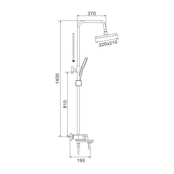 Душевая система Shevanik S4226T, оружейная сталь. Фото 2