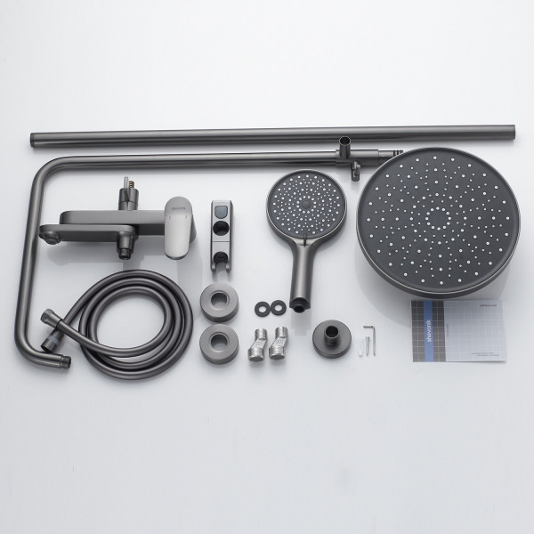 Душевая система Shevanik S4336T, оружейная сталь. Фото 3
