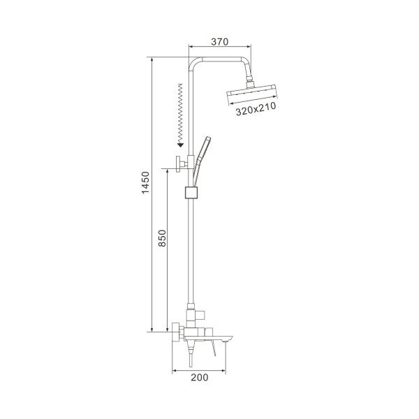 Душевая система Shevanik S4436H, черный. Фото 2