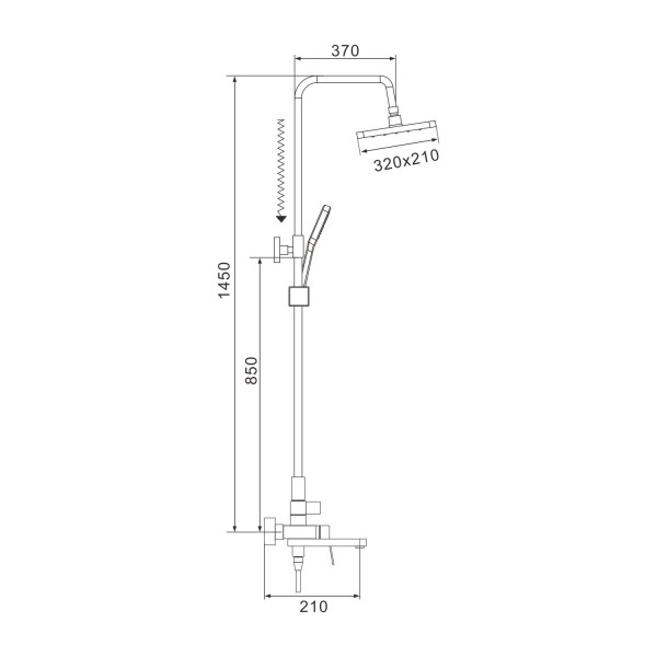 Душевая система Shevanik S4536H, черный. Фото 2