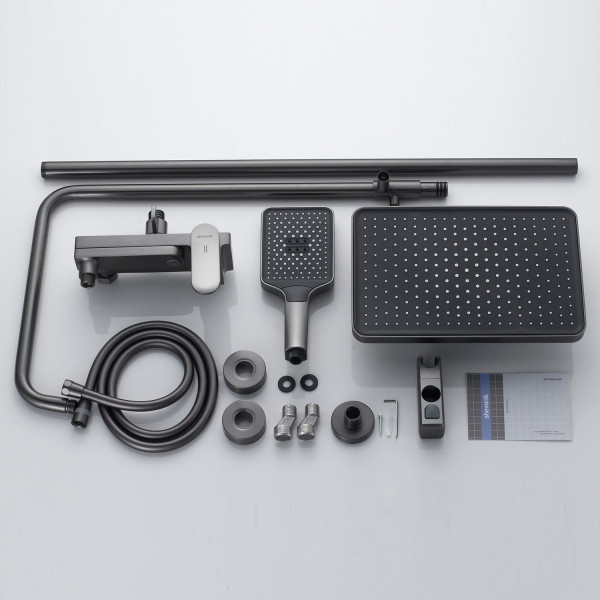 Душевая система Shevanik S4536T, оружейная сталь. Фото 3