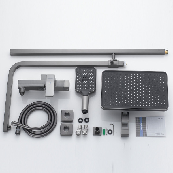 Душевая система Shevanik S4636T, оружейная сталь. Фото 3