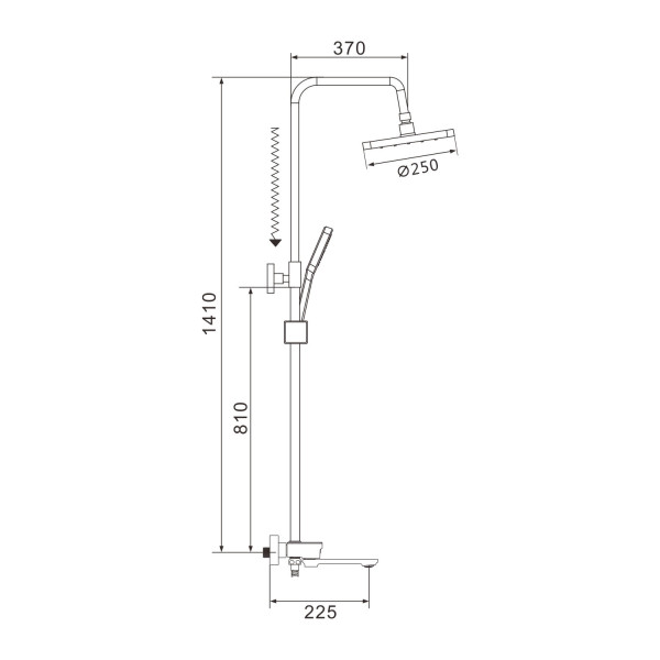 Душевая система Shevanik S4726H, черный. Фото 2