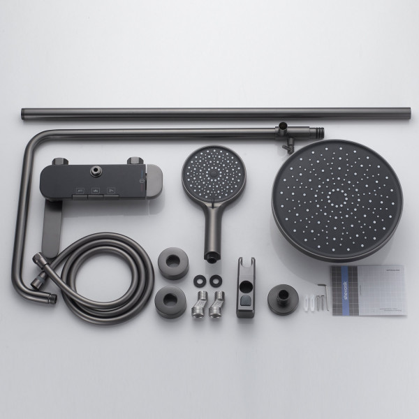 Душевая система Shevanik S4726T, оружейная сталь. Фото 3