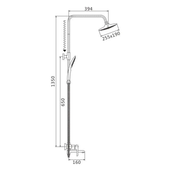 Душевая система Shevanik S6036H, черный/хром. Фото 2