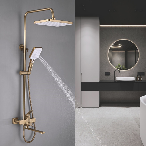 Душевая система Shevanik S6136G, золотой сатин. Фото 5