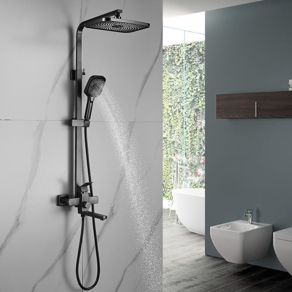 Душевая система Shevanik S7036T, оружейная сталь. Фото 3