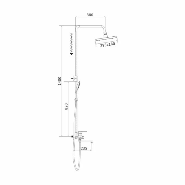 Душевая система Shevanik S8136F, белый/хром. Фото 2
