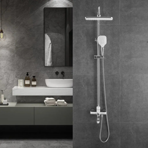 Душевая система Shevanik S8136F, белый/хром. Фото 3