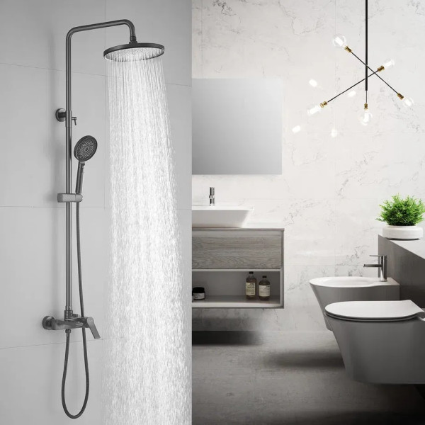 Душевая система Shevanik S8336T, оружейная сталь. Фото 3