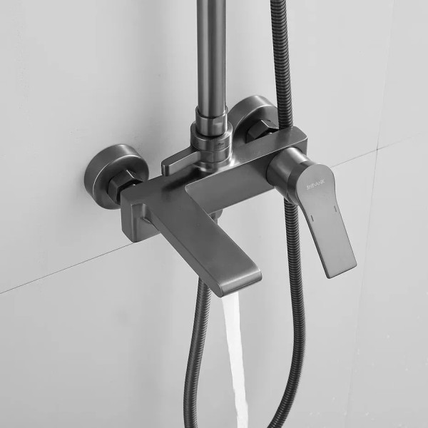 Душевая система Shevanik S8336T, оружейная сталь. Фото 4