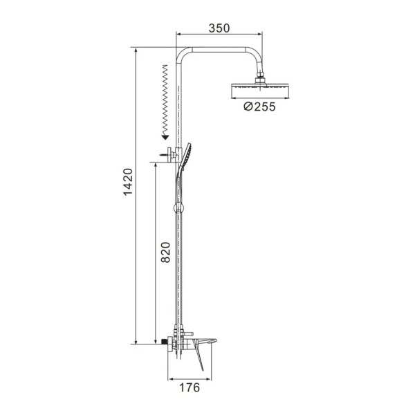 Душевая система Shevanik S8436H, черный. Фото 2