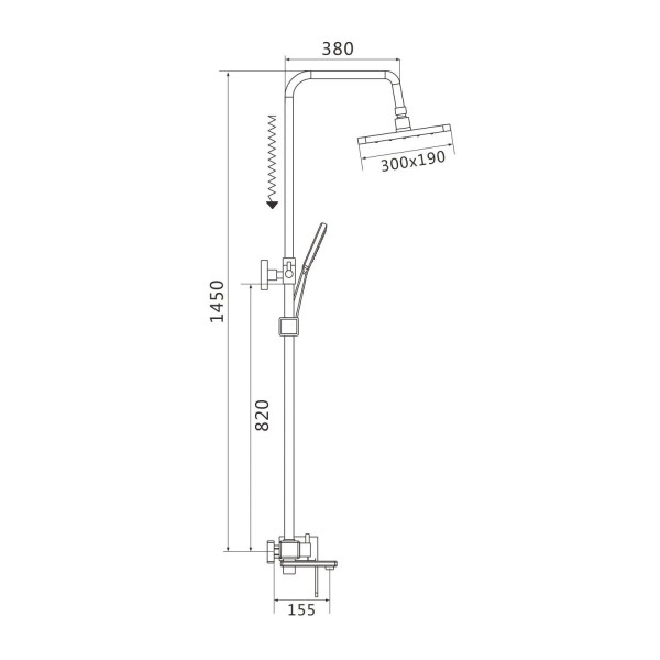 Душевая система Shevanik S8536T, оружейная сталь. Фото 2