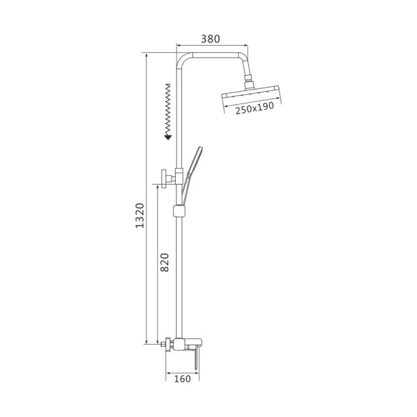 Душевая система Shevanik S8836H, черный. Фото 2