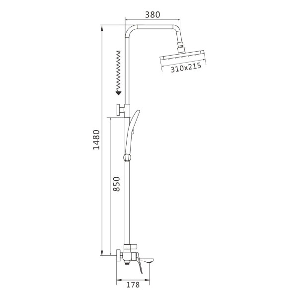 Душевая система Shevanik S9136H, черный. Фото 2