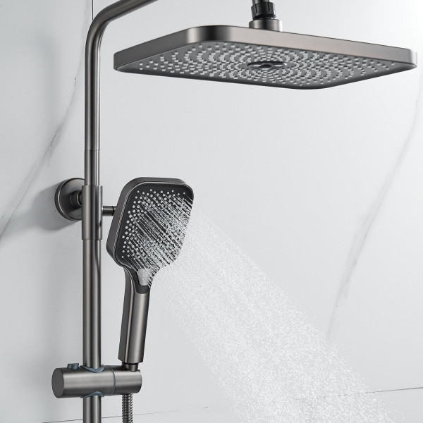Душевая система Shevanik S9636T, оружейная сталь. Фото 4