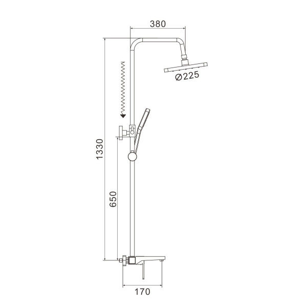 Душевая система Shevanik S9736T, оружейная сталь. Фото 2