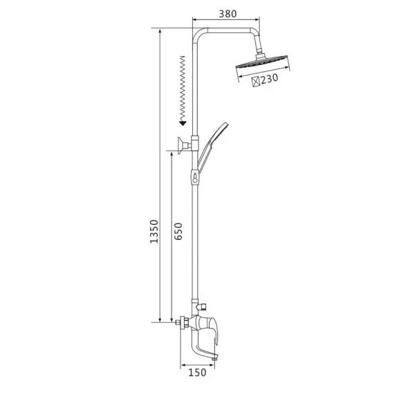 Душевая система Shevanik S9836H, черный/хром. Фото 2