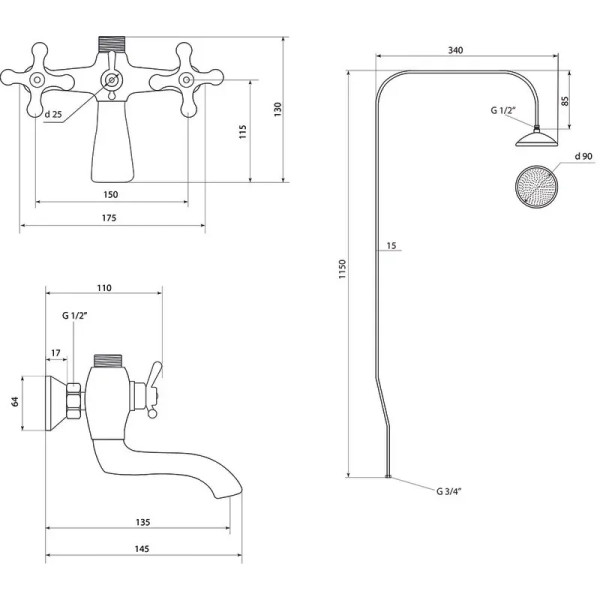 Душевая система Славен СЛ-ДВ-А60, хром. Фото 2