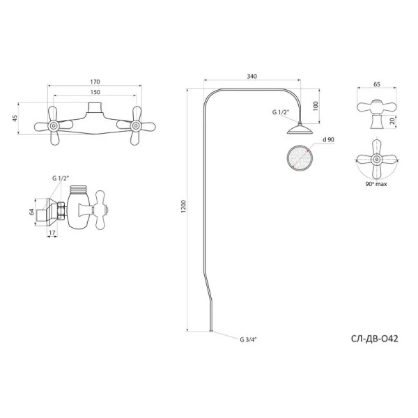 Душевая система Славен СЛ-ДВ-О42, хром. Фото 2
