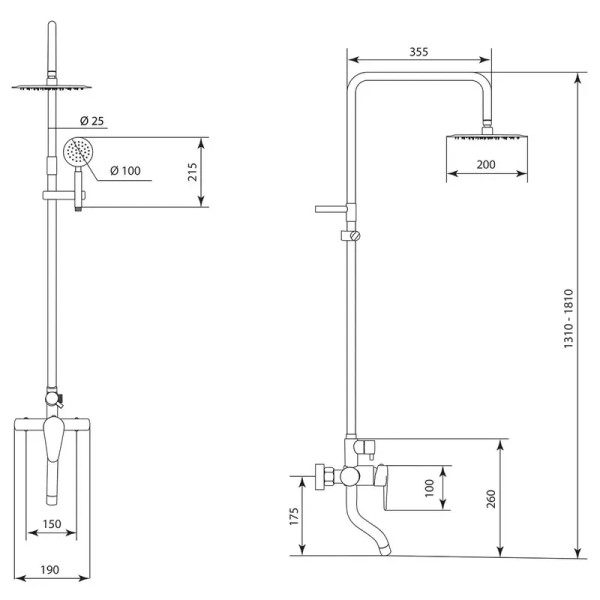 Душевая система Славен СЛ-ОД-Ж60, сатин. Фото 2