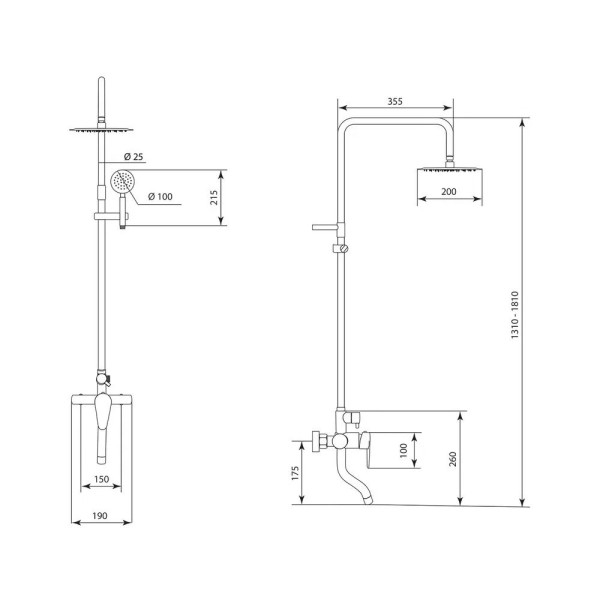 Душевая система Славен СЛ-ОД-Ж61, черный. Фото 2