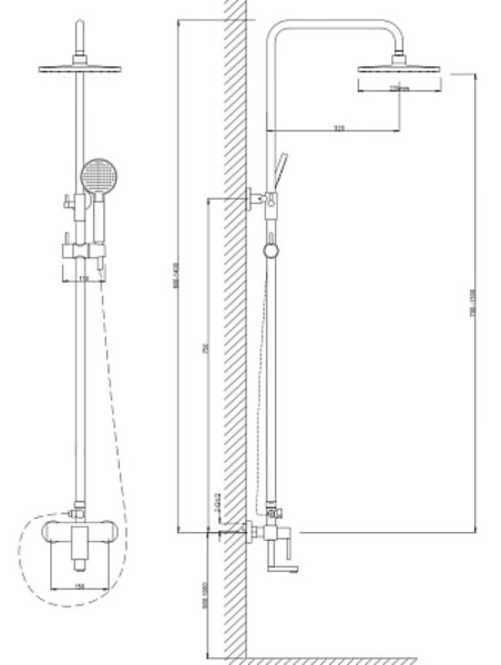 Душевая система со смесителем, арт. VST113, VODA. Фото 2