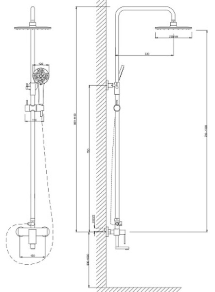 Душевая система со смесителем, арт. VST114, VODA. Фото 2