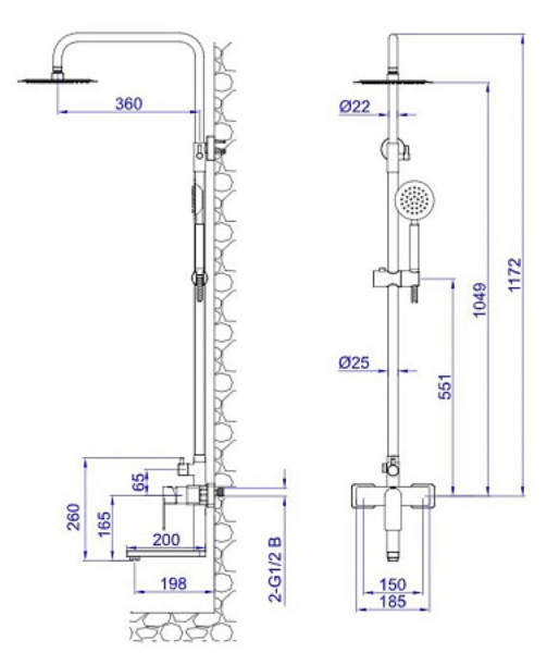 Душевая система со смесителем Ekaterinburg, арт. ST250EK, ESKO (старый арт ST250BJ). Фото 2