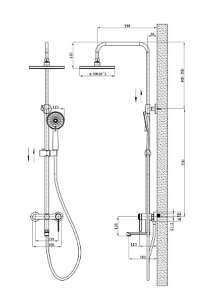 Душевая система со смесителем Sochi, арт. SC260CRGold, ESKO (старый арт ST260CRGold). Фото 2