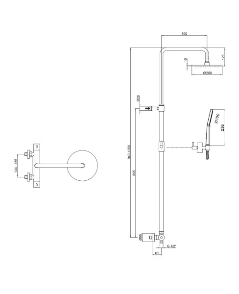 Душевая система термостатическая Fiore KEVON BLACK MATT 44NN0932, черный. Фото 2