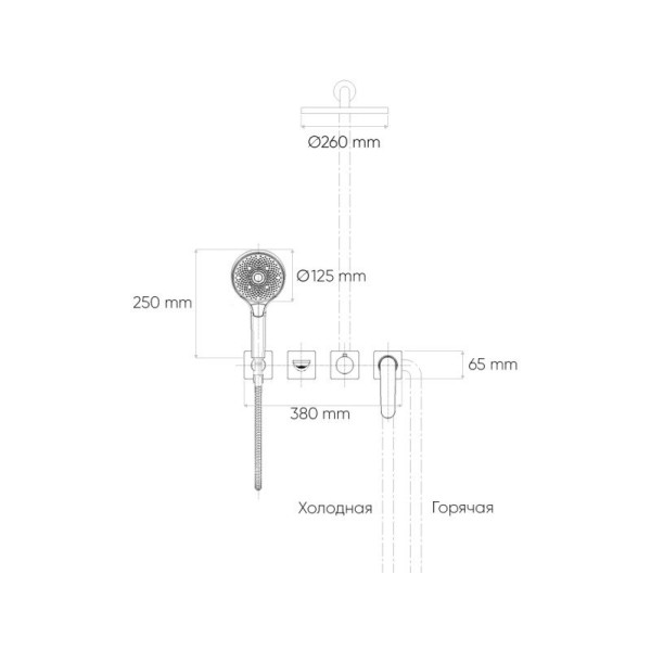 Душевая система встраиваемая Bronze de Luxe ICON 3009CB, черный. Фото 2