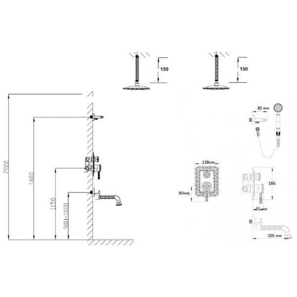 Душевая система встраиваемая Bronze de Luxe WINDSOR 10137/1DF, бронза. Фото 2