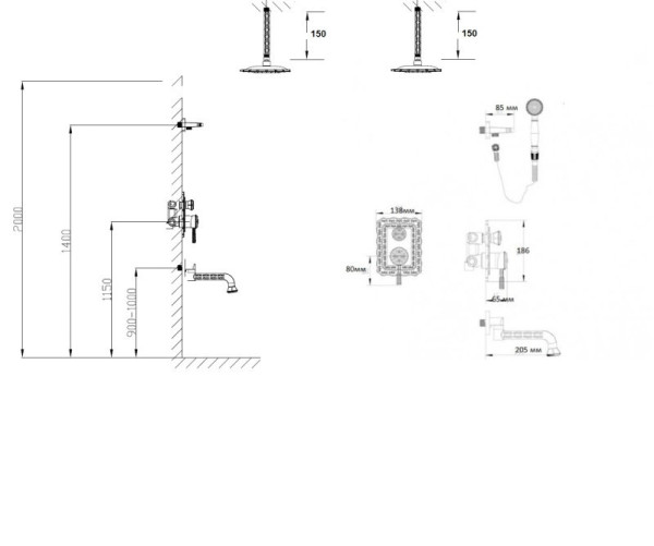 Душевая система встраиваемая Bronze de Luxe WINDSOR 10137/1F, бронза. Фото 2