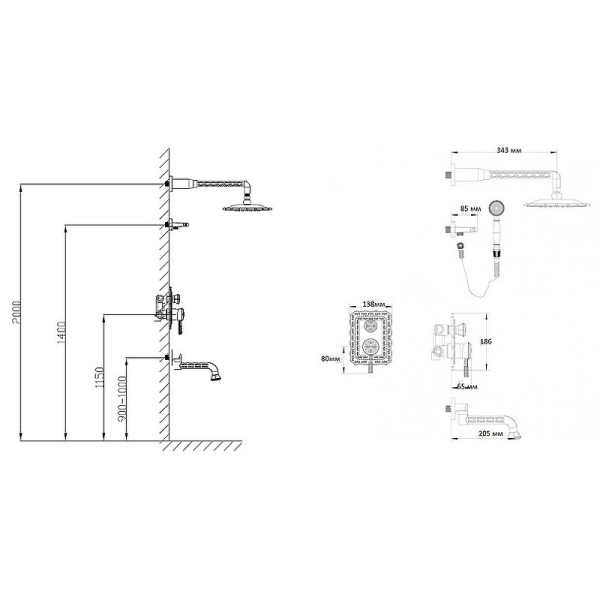 Душевая система встраиваемая Bronze de Luxe WINDSOR 10137R, бронза. Фото 2