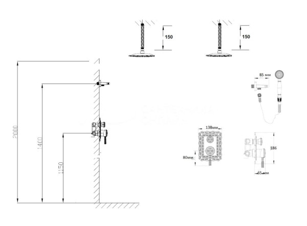 Душевая система встраиваемая Bronze de Luxe WINDSOR 10138/1DF, бронза. Фото 2
