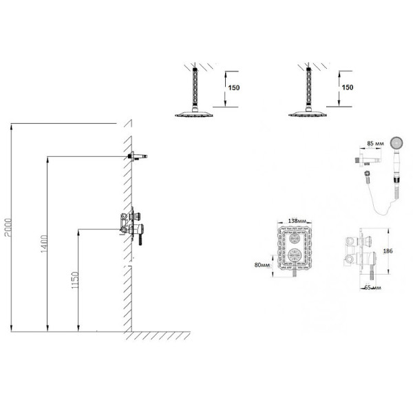 Душевая система встраиваемая Bronze de Luxe WINDSOR 10138/1R, бронза. Фото 2