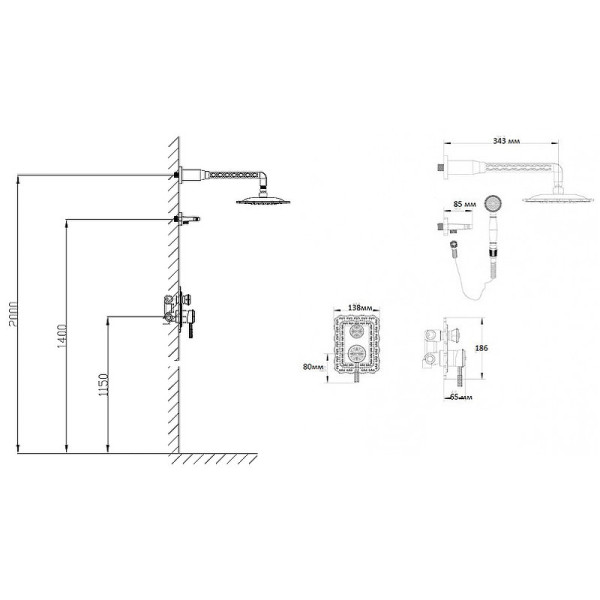 Душевая система встраиваемая Bronze de Luxe WINDSOR 10138DF, бронза. Фото 2