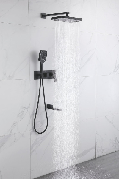 Душевая система встраиваемая Rose R1035H, черный. Фото 3