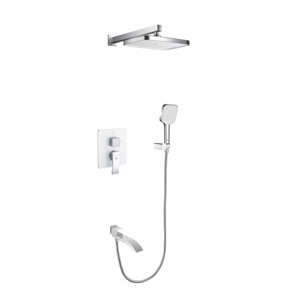 Душевая система встраиваемая Rose R1535F, белый/хром. Фото 1