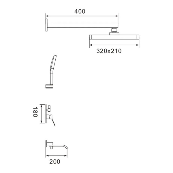 Душевая система встраиваемая Shevanik S4035, хром. Фото 2