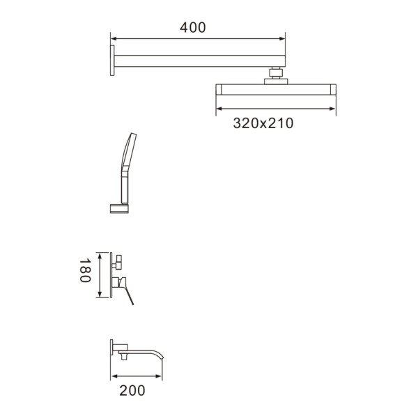 Душевая система встраиваемая Shevanik S4035H, черный. Фото 2