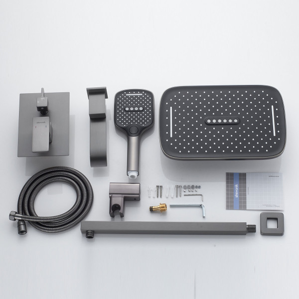 Душевая система встраиваемая Shevanik S4035T, оружейная сталь. Фото 3