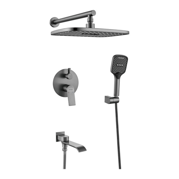 Душевая система встраиваемая Shevanik S4135T, оружейная сталь. Фото 1