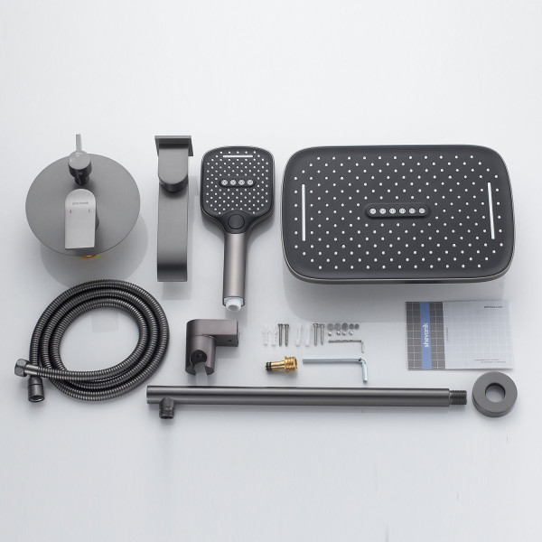 Душевая система встраиваемая Shevanik S4135T, оружейная сталь. Фото 3