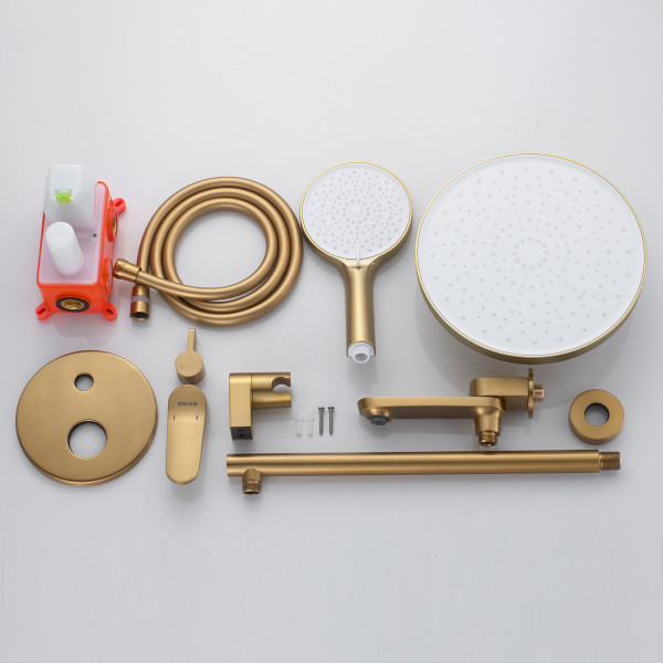 Душевая система встраиваемая Shevanik S4335G, золотой сатин. Фото 3